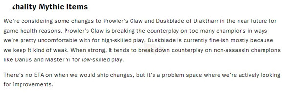 LMHT: Dạ Kiếm Draktharr và Móng Vuốt Ám Muội sẽ là mục tiêu cân bằng trong tương lai