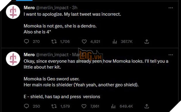 Genshin Impact: Leaker quay xe bất ngờ với tin Momoka là nhân vật 4 Sao hệ Thảo, không phải hệ Nham 2