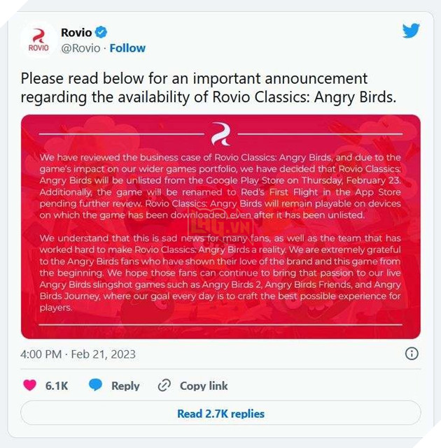 Nhà phát triển Angry Birds "quay xe" khi phát hành phiên bản game gốc