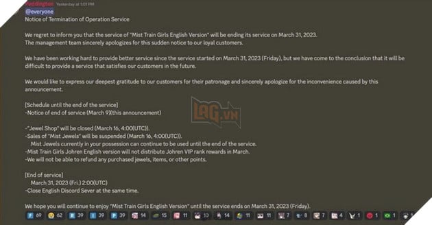 Mist Train Girls - Thêm một tựa game khác đóng cửa server quốc tế trong năm 2023  2