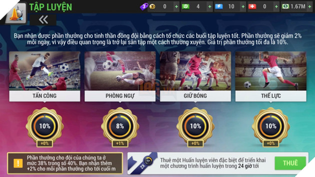 Top Eleven VNG: Các bài Tập Luyện hiệu quả nhất để tối ưu khả năng của cầu thủ  2
