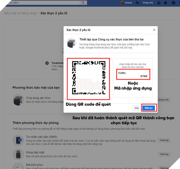 Hướng dẫn cách xác thực 2 yếu tố trên Facebook bằng Google Authenticator 11