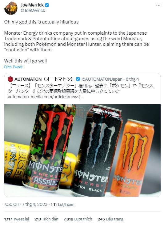 Tập đoàn nước tăng lực Monster Energy bất ngờ đệ đơn kiện hàng loạt công ty game 3
