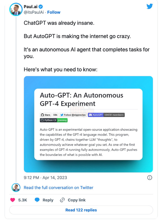 AutoGPT, mô hình AI mới có thể tự phát triển và thực hiện nhiệm vụ với nền tảng GPT- 4