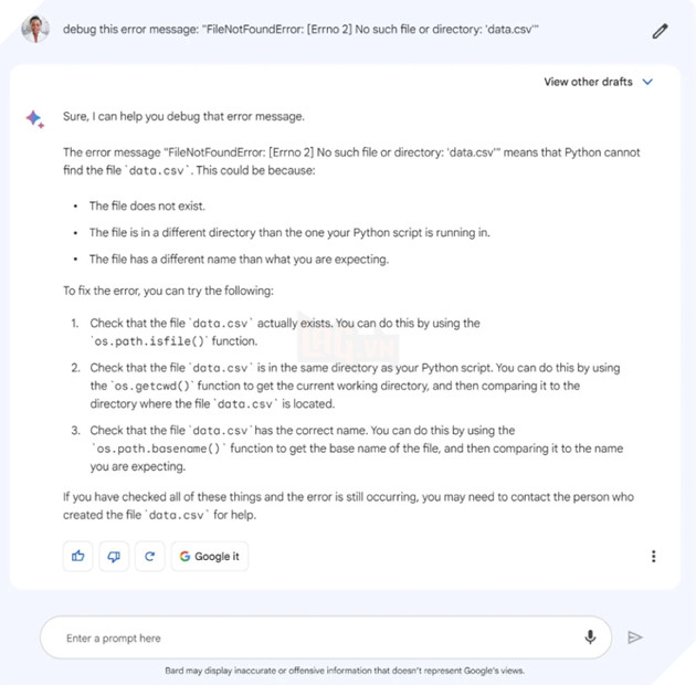 Google Bard giờ đây có thể viết, gỡ lỗi và giải thích code cho lập trình viên 2