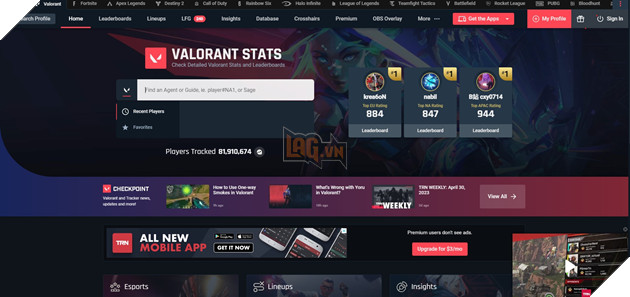 Game thủ Valorant phát hiện quảng cáo đáng ngờ trên trang website theo dõi thông số tracker.gg