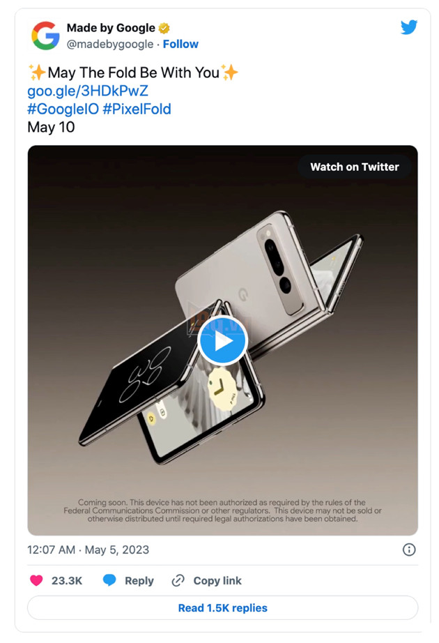 Google tiết lộ hình ảnh điện thoại gập Pixel Fold 