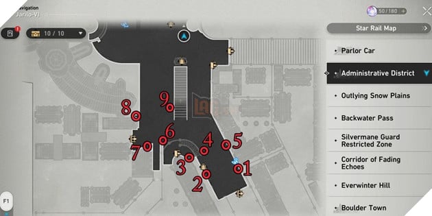 Honkai: Star Rail - Hướng dẫn vị trí 20 thùng rác tại Khu Hành Chính