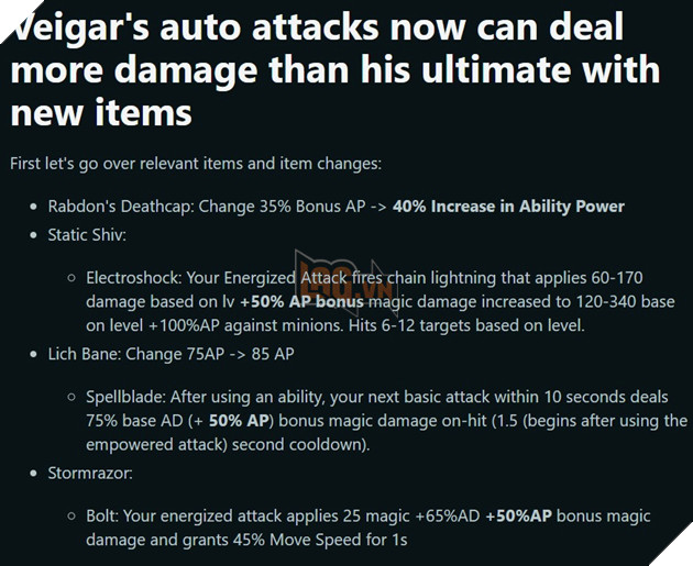 LMHT: Game thủ sáng tạo lối chơi Veigar đánh tay one shot đối thủ ngay tại phiên bản 13.10