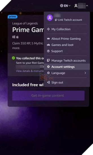 Hướng dẫn nhận RP và skin miễn phí từ Riot Games trong sự kiện Amazon Prime Gaming