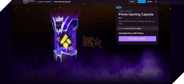 Hướng dẫn nhận RP và skin miễn phí từ Riot Games trong sự kiện Amazon Prime Gaming