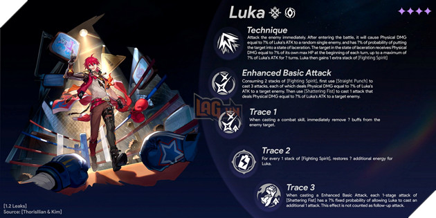 Honkai Star Rail: Leaker hé lộ chi tiết bộ kĩ năng của Luka - Hư Vô 4 Sao hệ Vật Lý với cơ chế khá thú vị 4