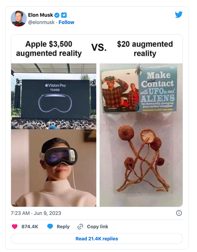 Elon Musk "chế giễu" kính Vision Pro của Apple