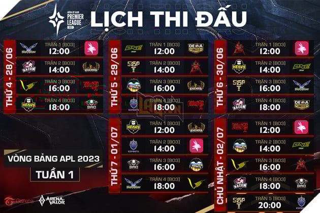 Lịch thi đấu chính thức Vòng bảng giải đấu APL 2023: Saigon Phantom, V Gaming và Heavy đã sẵn sàng