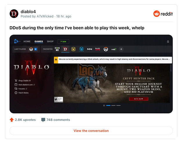 Diablo IV và các tựa game Blizzard khôi phục hoạt động sau cuộc tấn công DdoS