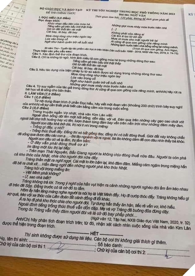 Đề thi và gợi ý đáp án Kỳ thi THPT Quốc gia năm 2023