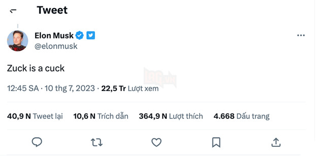 Elon Musk "đả kích" Mark Zuckerberg khi Threads cán mốc hơn 100 triệu người dùng