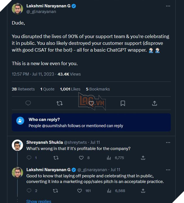 Giám đốc công ty tại Ấn Độ gây tranh cãi khi sử dụng AI chatbot và sa thải 90% số nhân viên của mình 4