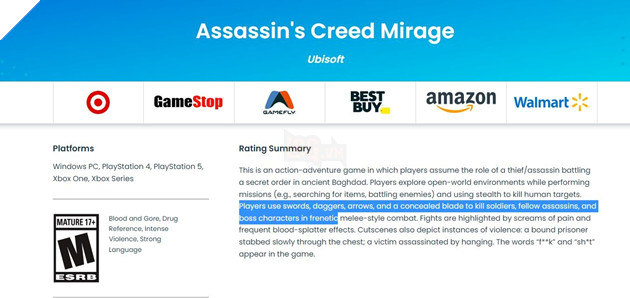 Phân loại ESRB của Assassin's Creed Mirage bất ngờ hé lộ chi tiết cốt truyện mới 3