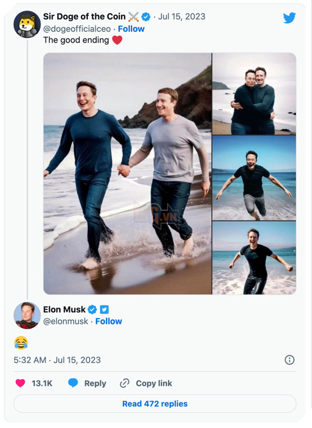 Bật cười với bộ ảnh "tình anh em" của Elon Musk và Mark Zuckerberg được tạo bởi AI