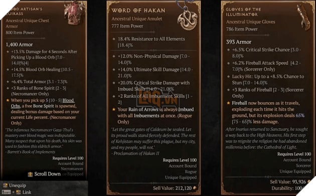 Diablo 4 Season 1 đánh dấu những thay đổi quan trọng về yêu cầu cấp độ trang bị Ancestral trở lên 3