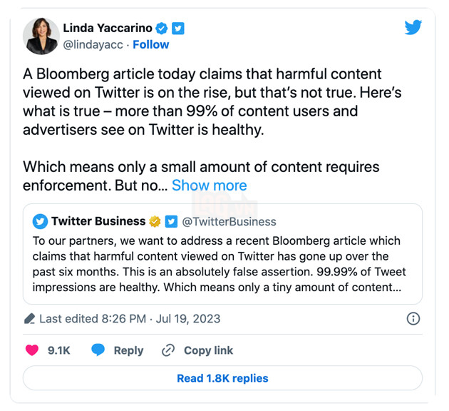 Twitter tuyên bố 99% nội dung xuất hiện trên nền tảng là "lành mạnh"