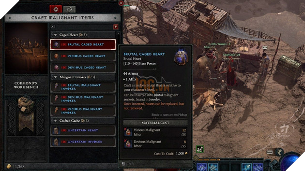 Caged Heart trong Diablo 4