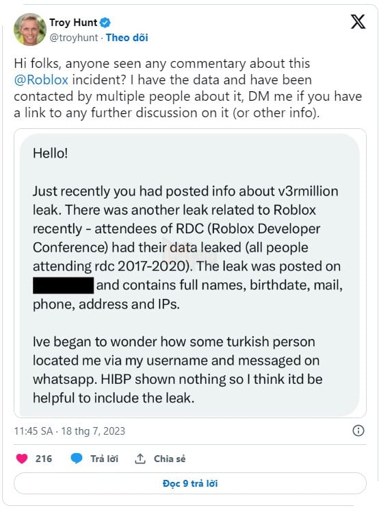 Nền tảng Roblox bị hacker tấn công khiến hàng nghìn nhà phát triển lộ thông tin cá nhân