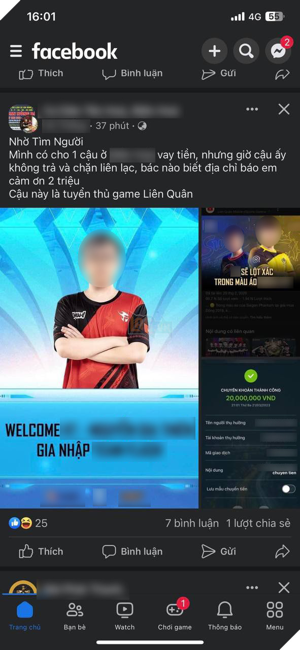 Tuyển thủ Liên Quân Mobile bất ngờ bị tố nợ chục triệu đồng