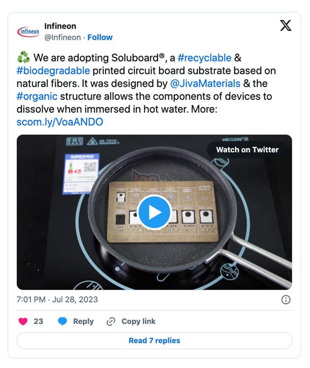 nhằm giảm rác thải điện tử, Infineon phát triển thành công PCB phân huỷ trong nước