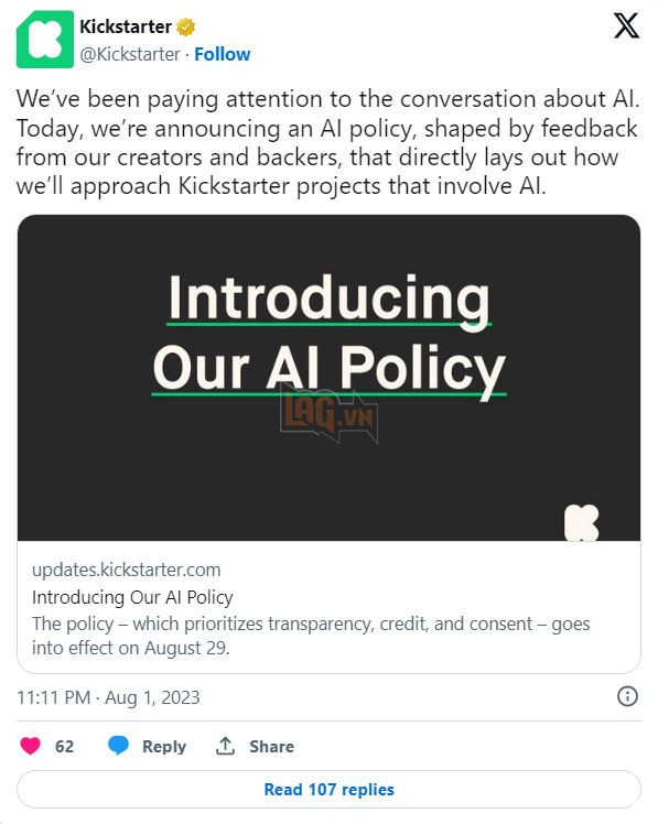 Kickstarter đưa ra điều luật mới dành cho các dự án gọi vốn có sự tham gia của AI 2