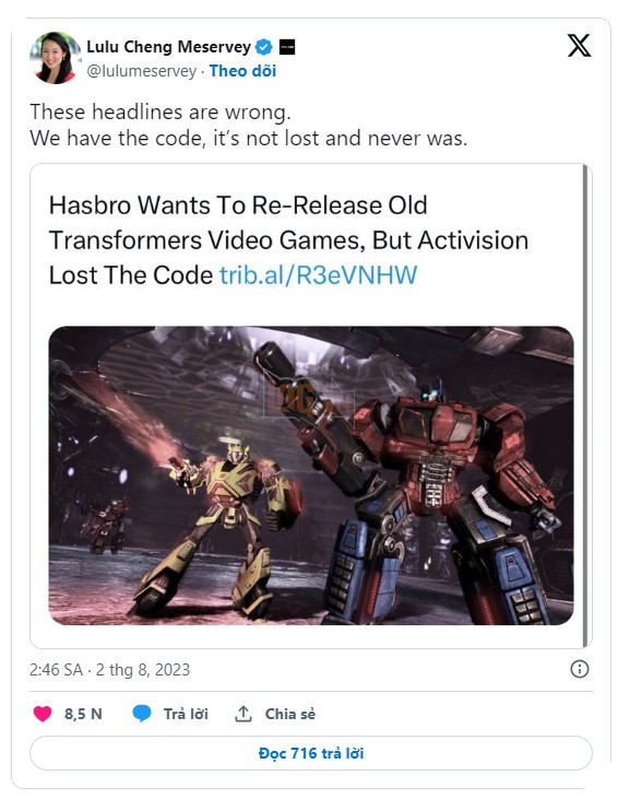Ativision đánh mất mã nguồn của loạt game Transfomers vì không nhớ để ở ổ cứng nào?