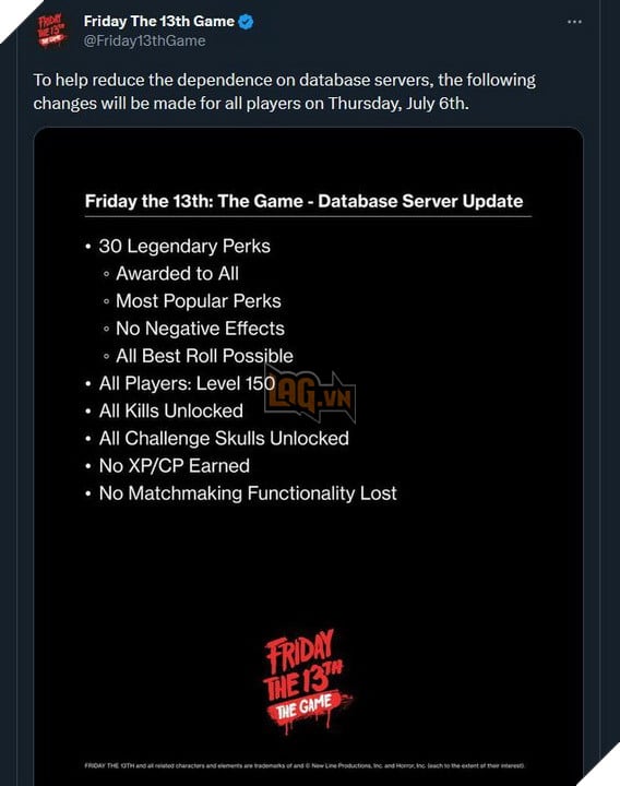 Trước khi đóng cửa game, Friday The 13th mở khóa mọi tính năng cho game thủ trải nghiệm miễn phí 2