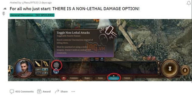 Hình ảnh tính năng đánh ngất trong Baldur's Gate 3