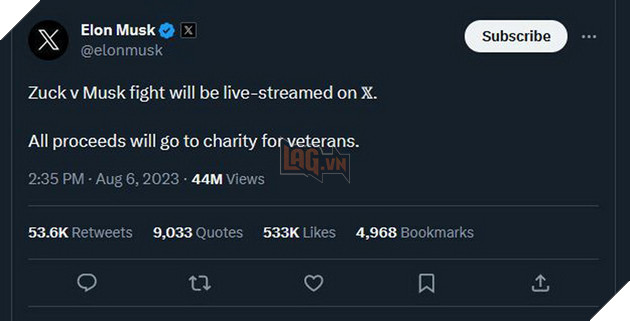 Elon Musk vs Mark Zuckerberg dự tính sẽ đấm nhau và livestream trên nền tảng X để gây quỹ từ thiện 2