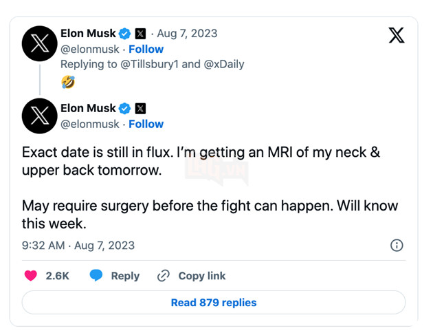 Elon Musk có thể sẽ phải phẫu thuật trước khi trận đấu với Mark Zuckerberg được diễn ra