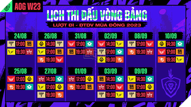 Công bố đội hình chính thức 8 đội tuyển tham dự Đấu trường Danh vọng Mùa Đông 2023 cùng lịch thi đấu vòng bảng lượt đi, Saigon Phantom và V Gaming ra quân ngày khai mạc 24/08