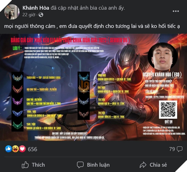 LMHT: EGO bất ngờ dấn thân vào con đường cày thuê sau khi thông báo nghỉ thi đấu tại VCS 2