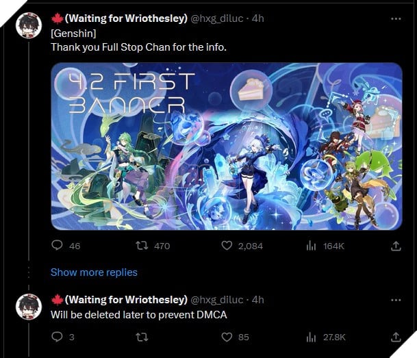 Genshin Impact: Leaker hé lộ sớm banner nhân vật bản 4.2 - Thủy Thần Furina cùng Baizhu và 4 sao mới 2