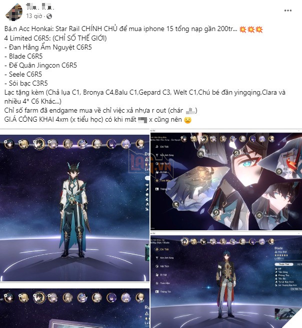 Xuất hiện game thủ quyết tâm bán acc Honkai Star Rail vì niềm mê với iPhone 15 Series 2