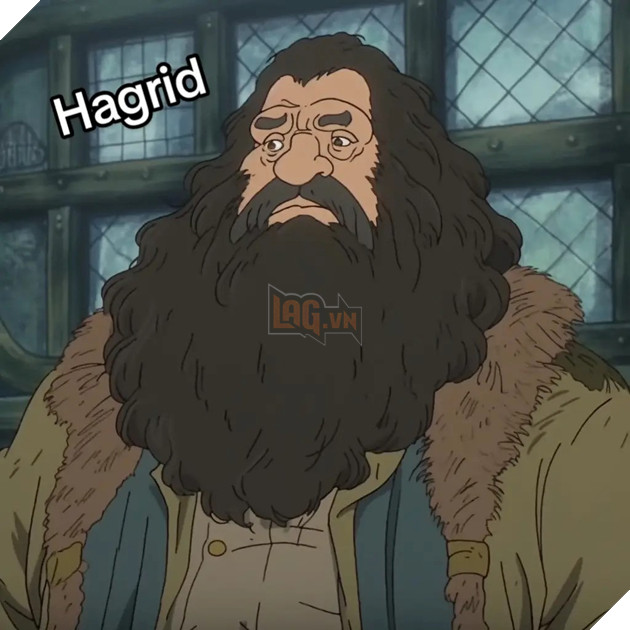 Dàn diễn viên Harry Potter theo phong cách anime của Studios Ghibli Hagrid_AJGG