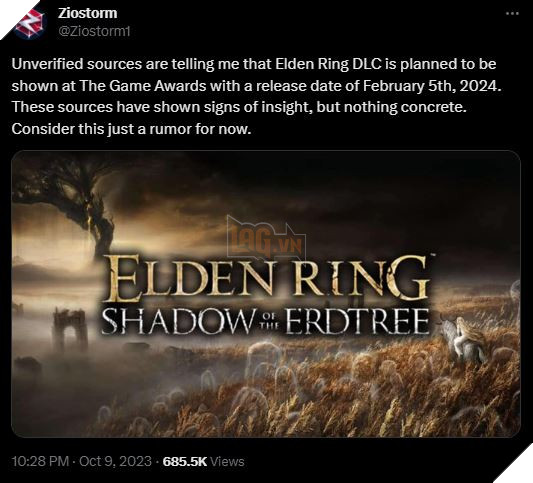 Hé lộ tin đồn bản DLC Shadow of the Erdtree của Elden Ring sẽ góp mặt tại The Game Awards