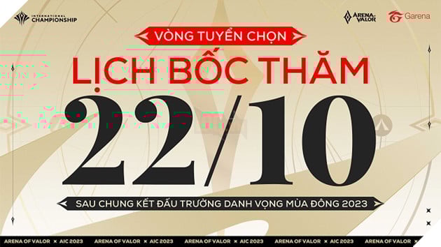 Giải quốc tế Arena of Valor International Championship AIC 2023 quy tụ 18 đội tuyển hàng đầu cạnh tranh cho chức vô địch từ 09/11 đến 24/12 3