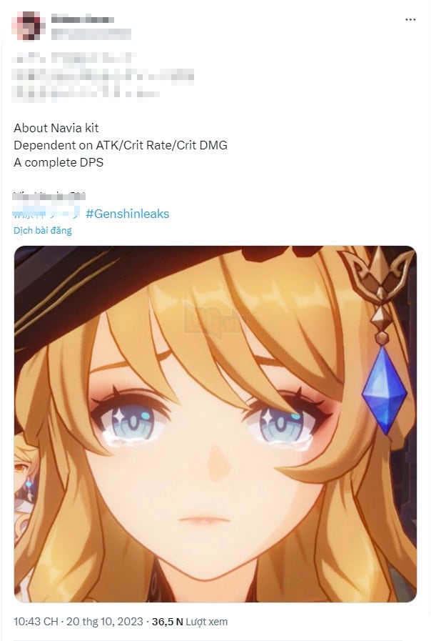 Genshin Impact: Navia được hé lộ là DPS thuần túy, liệu hệ Nham sẽ lên ngôi?