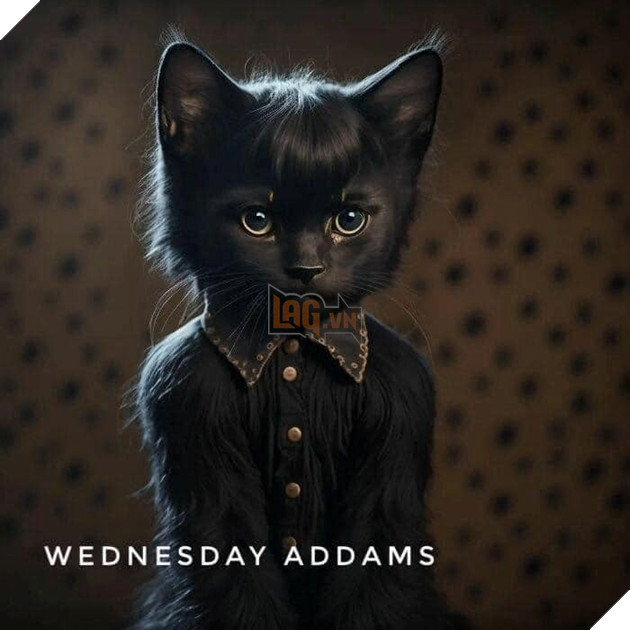 Hình ảnh mèo ngầu, mèo dễ thương khi sắm vai các nhân vật nổi tiếng trong phim Wednesday-addams.2_FXIJ