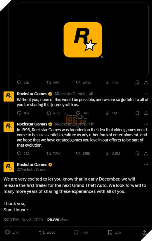 Rockstar Games ra công bố chính thức về GTA 6 khiến mạng xã hội Twitter bùng nổ 2