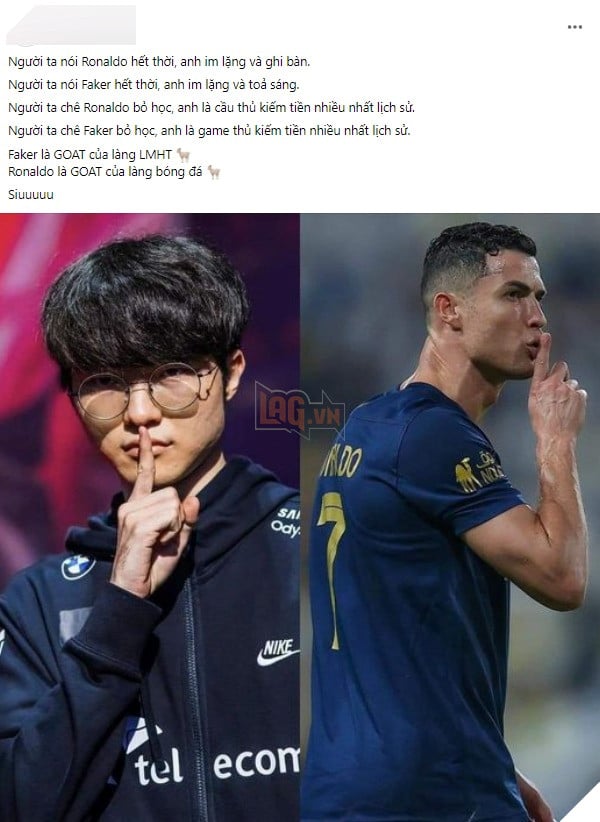 So sánh Faker và CR7, game thủ khiến cộng đồng LMHT tranh cãi nảy lửa