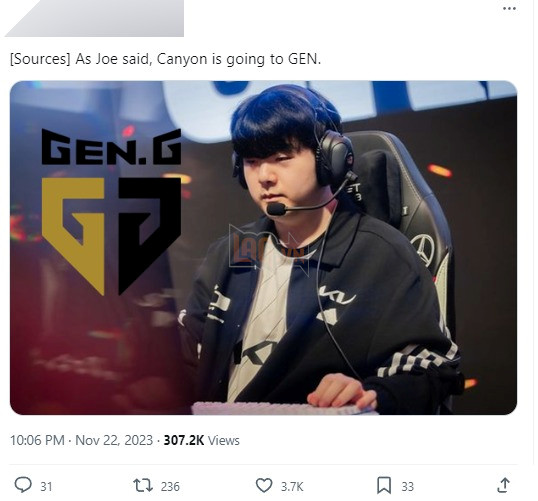 LMHT: CEO của T1 bất ngờ leak thông tin rằng Gen.G đã có chữ ký của Canyon cho năm 2024