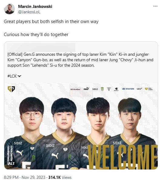 LMHT: Cộng đồng nghi ngờ về khả năng kết nối của các ngôi sao Gen.G trong năm 2024