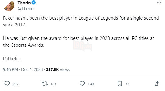 Giải thưởng Esports Awards 2023 bị chỉ trích vì dùng Faker để thu hút sự chú ý của game thủ